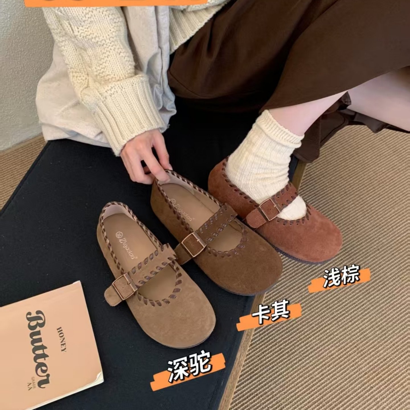 复古风休闲玛丽珍鞋时尚百搭真皮勃肯鞋女一字扣带软底圆头单鞋,女鞋,勃肯鞋/软木鞋,淘宝优惠券,粉丝福利购,淘宝优惠卷