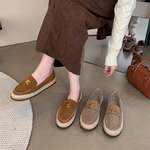 真皮渔夫鞋女2026年新款豆豆鞋