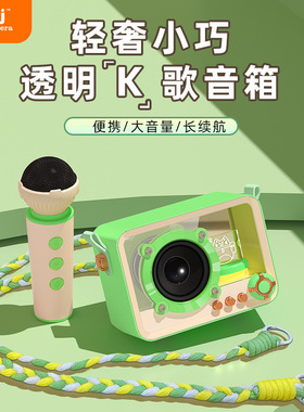 灰色纪话筒音响一体麦克风K歌唱歌儿童家用无线蓝牙女孩生日礼物