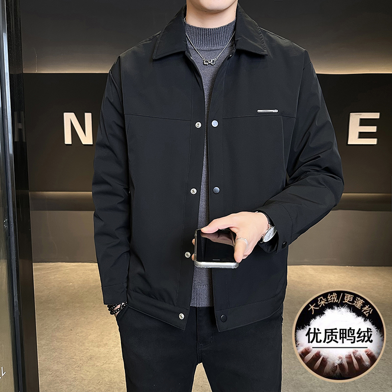 意大利新款冬季保暖翻领羽绒服男