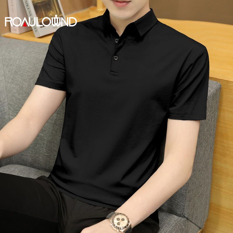 潮牌冰丝polo衫男士短袖夏季薄款修身翻领上衣莫代尔潮流休闲t恤