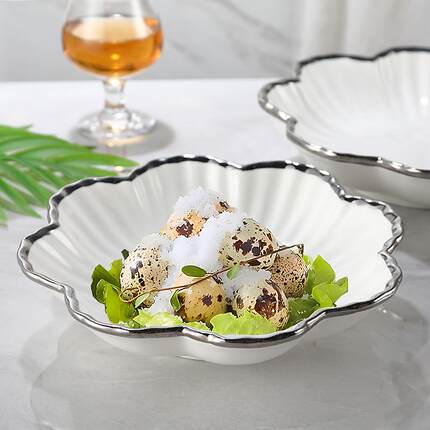 轻奢高颜值北欧创意陶瓷盘子家用餐厅菜盘汤盘西式点心水果沙拉碗