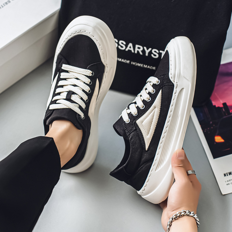 休闲运动男士港风帆布鞋时尚透气板鞋厚底运动鞋户外型男学生鞋时