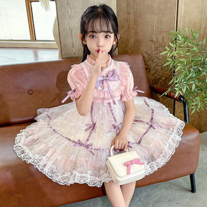 洛丽塔女童公主裙夏装2024新款儿童连衣裙洋气时髦小女孩夏季裙子