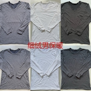 日单男自发热细绒保暖秋衣圆领打底衫弹力人造丝面料类似莫代尔感