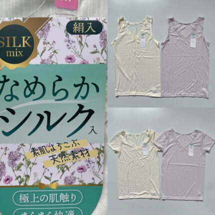 外贸原日单女夏季含绢速干宽肩背心蕾丝花边打底短袖螺纹弹力内衣