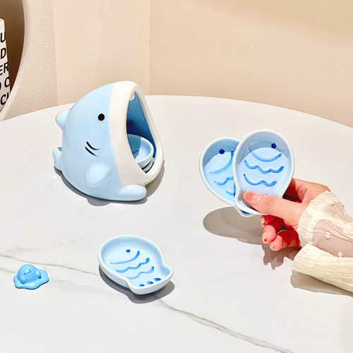 卡通鲨鱼蘸料碟套装家用高颜值餐具创意陶瓷小鱼碟子酱油醋调料碟