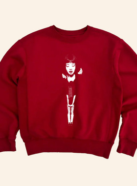 Jennie官网新专辑Ruby 红色运动衫同款圆领卫衣宽松男女blackpink