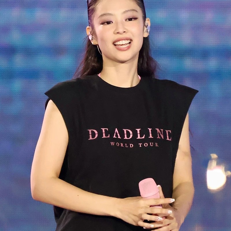 blackpink演唱会三巡周边同款Jennie短袖T恤背心夏季圆领男女tee