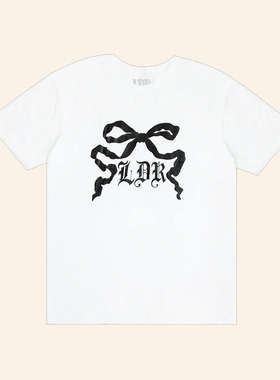 Lana Del Rey 官网同款 带丝带的白色短袖T恤宽松男女圆领夏季tee