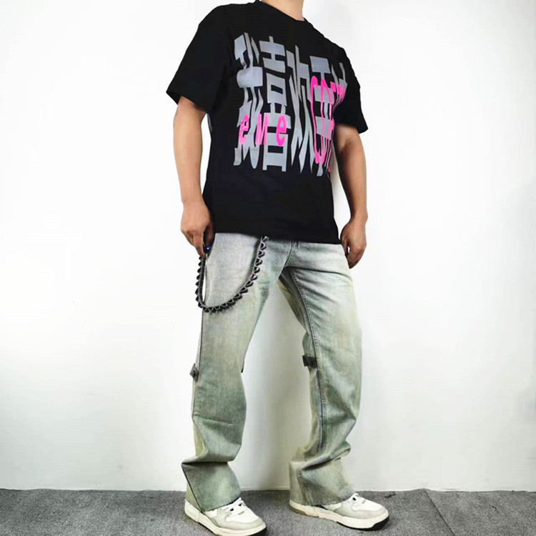 水洗百搭显瘦做旧高街头长牛仔裤