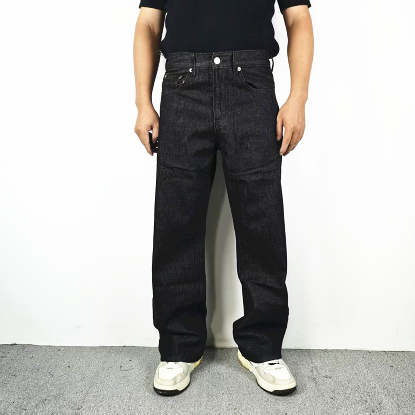 复古丹宁宽松休闲原色长牛仔裤潮