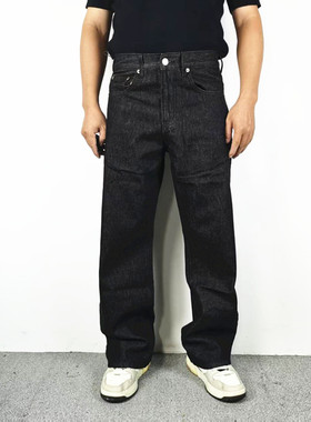 美式复古baggy丹宁色直筒宽松百搭简约显瘦垂坠感原色微喇牛仔裤