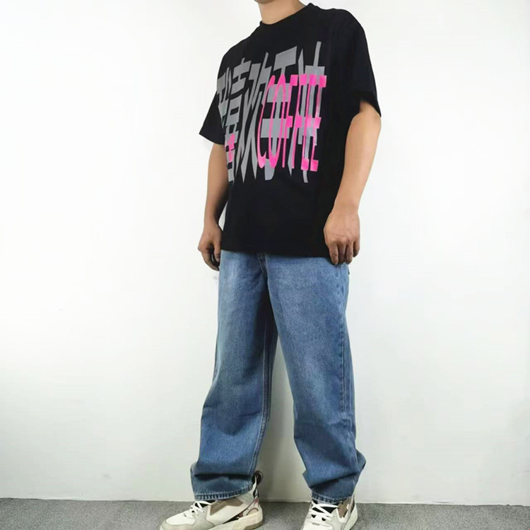 巴黎风休闲基础高街直筒长牛仔裤