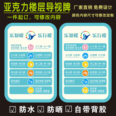 亚克力学校楼层索引导视牌幼儿园去向标识培训中心班级指示牌定制