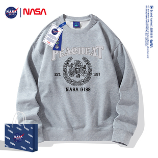 T恤 NASA春秋季 潮流宽松落肩男装 秋冬圆领情侣大码 运动卫衣长袖