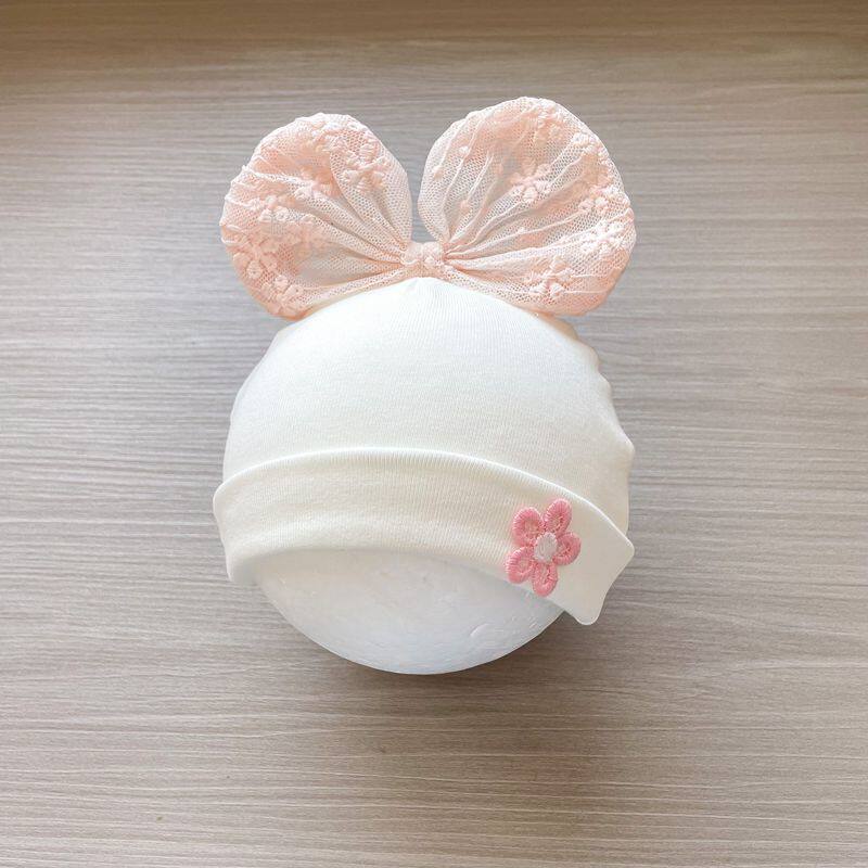 婴幼儿胎帽0-3个月纯棉无骨女宝宝满月百天帽春秋新款初生婴儿帽