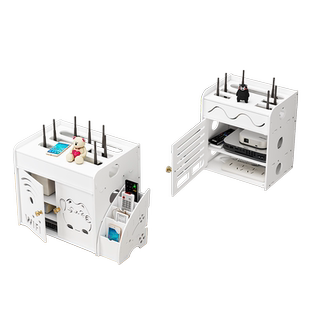 路由器电线收纳盒光猫墙上桌面wifi无线机顶盒置物架壁挂式免打孔