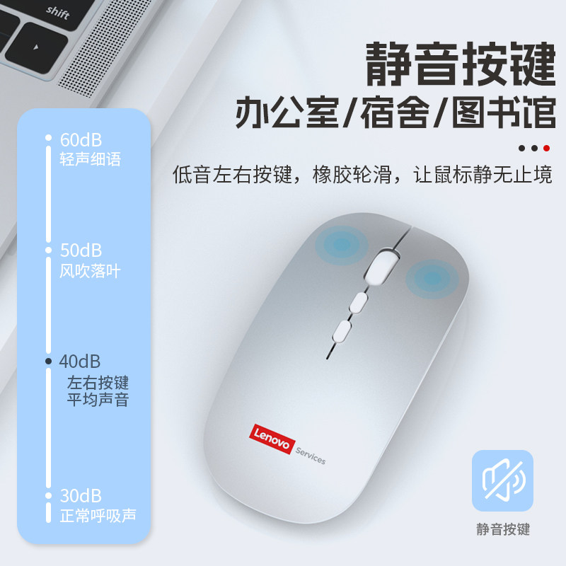 联想MG41无线鼠标原装静音Type-C充电款办公便携适用于电脑台式机