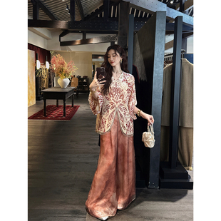 【呼呼严选专享】【厢房梦】100桑蚕丝多层晕染阔腿裤