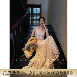 【熊熊专属】三吉黑花【梦马】新中式织金蕾丝连衣裙子冬装