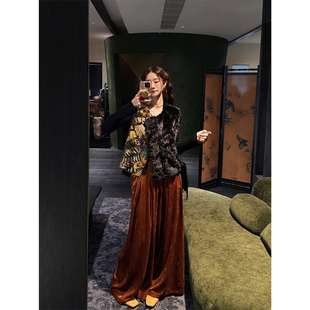 子宽松慵懒风早秋季 醋酸丝绒阔腿裤 松晚 长裤 呼呼专享