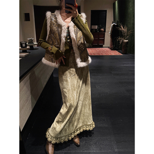 古法土染仿牛仔流苏半身裙秋女小个子 江烁 呼呼专享