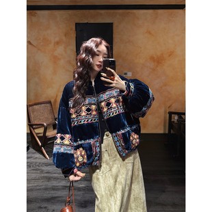 【呼呼专享】【彩鸢】刺绣鹅绒羽绒服女款冬季丝绒上衣长款