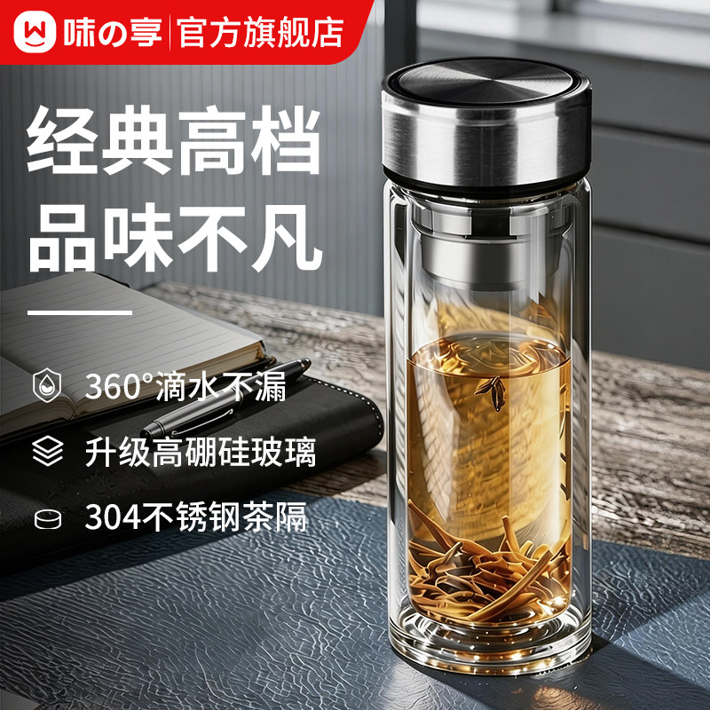 耐热防爆耐高温水杯双层保温玻璃杯大容量泡茶杯男士个人喝水杯子