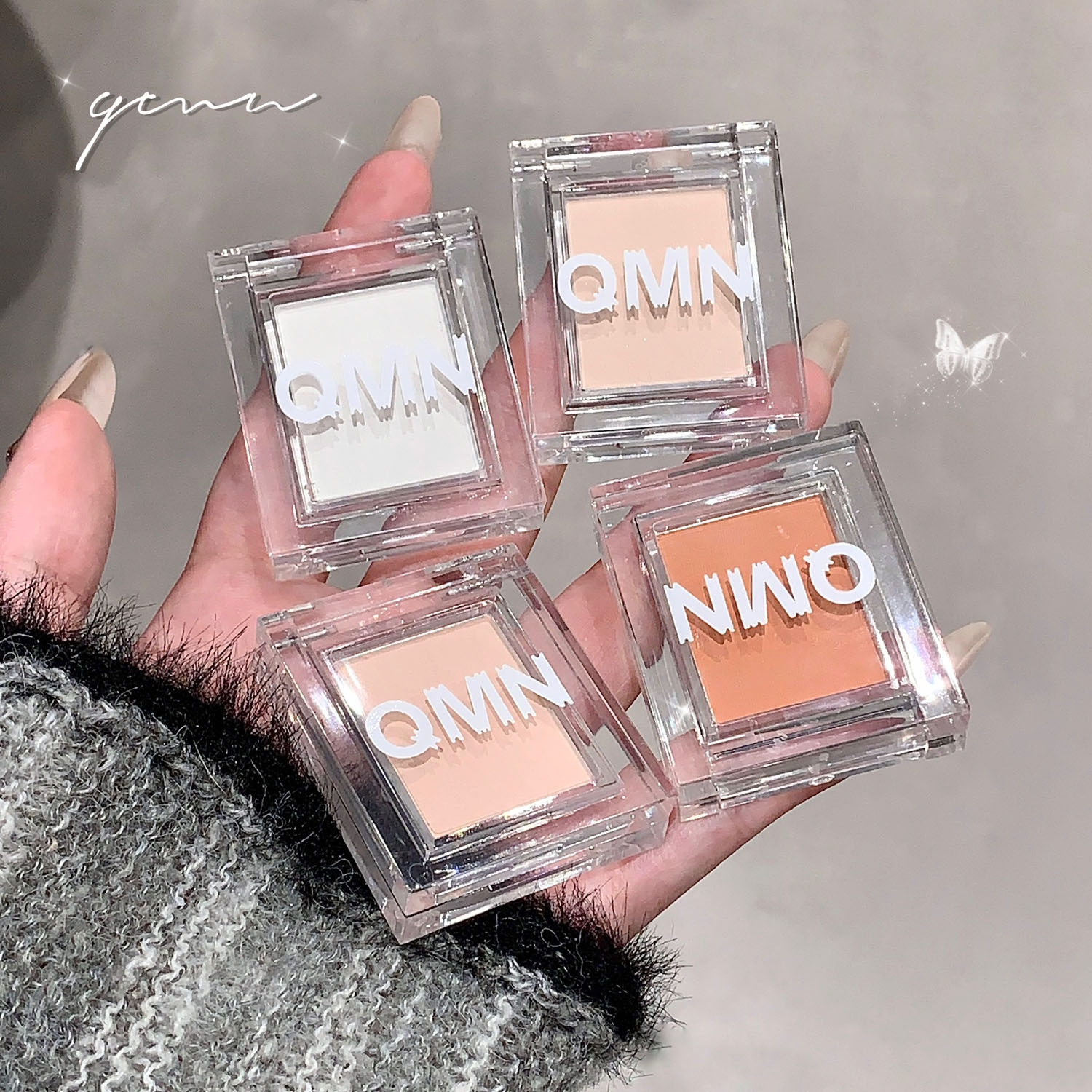 QMN 朦胧甜心单色高光眼影哑光粉质细腻持久显色自然提亮修容