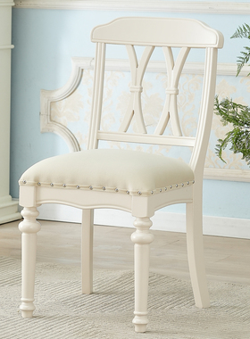 美式实木家用客厅软包餐椅法式靠背椅书桌椅酒店休闲家用餐桌椅子