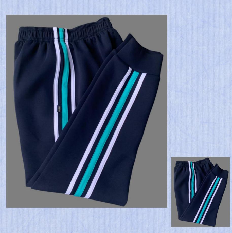 定制初高中小学校服裤藏青色拼白色孔绿杠条束口冬季加绒裤四季裤