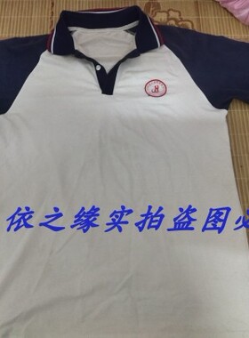 龙川宏图学校校服夏季纯棉短袖POIO衫白拼藏青色红色杠条定制