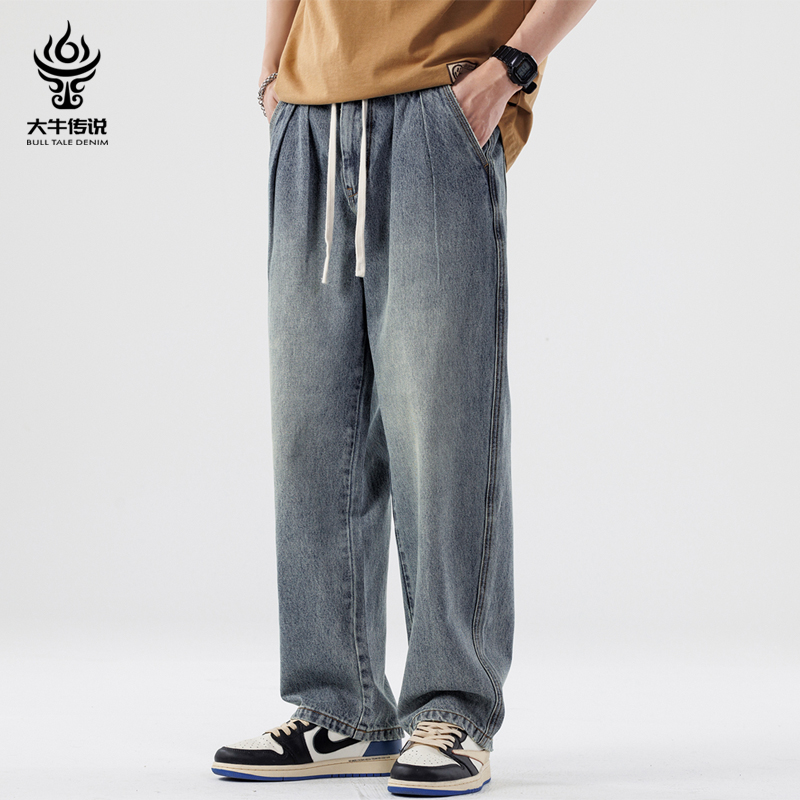 大牛传说夏季松紧腰牛仔裤