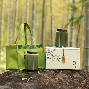 复古茶叶包装节庆礼品盒陶瓷茶叶罐半斤装红茶绿茶龙井双包布盒子
