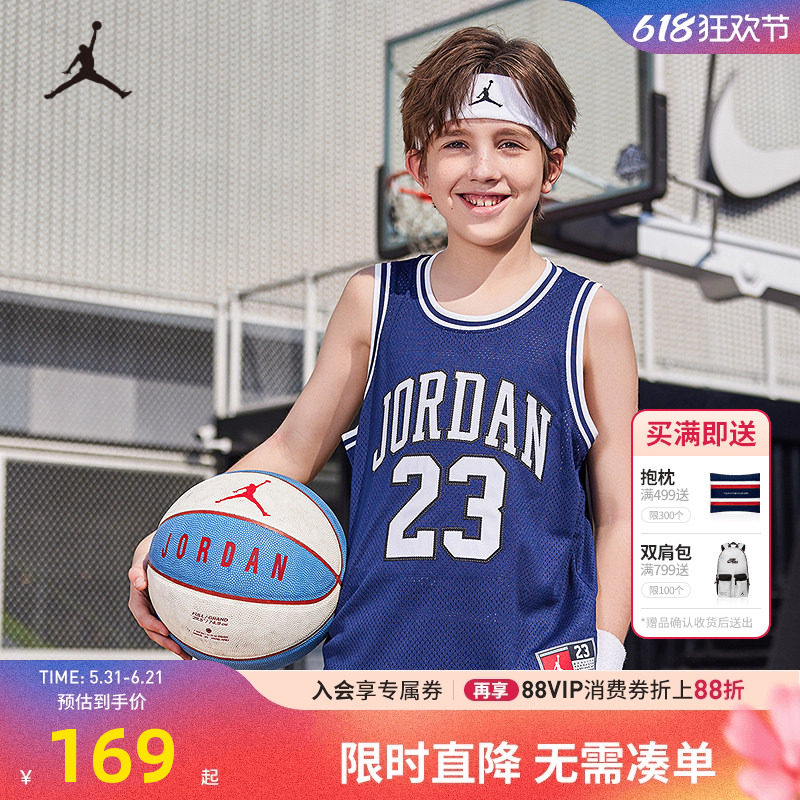 Jordan童装儿童背心男童篮球服T恤上衣夏季中大童吊带JD2432092