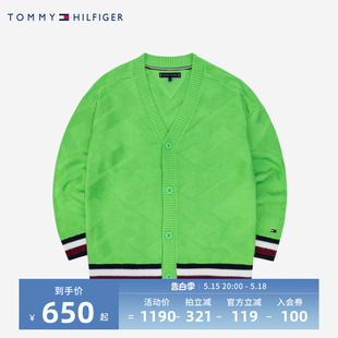 新品 TOMMY童装 2023秋季 大童毛衣保暖外套潮 女童针织开衫 儿童秋装