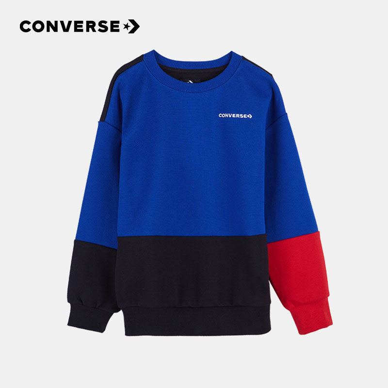 Converse匡威童装2020春季小童男童拼接潮酷运动圆领套头儿童卫衣