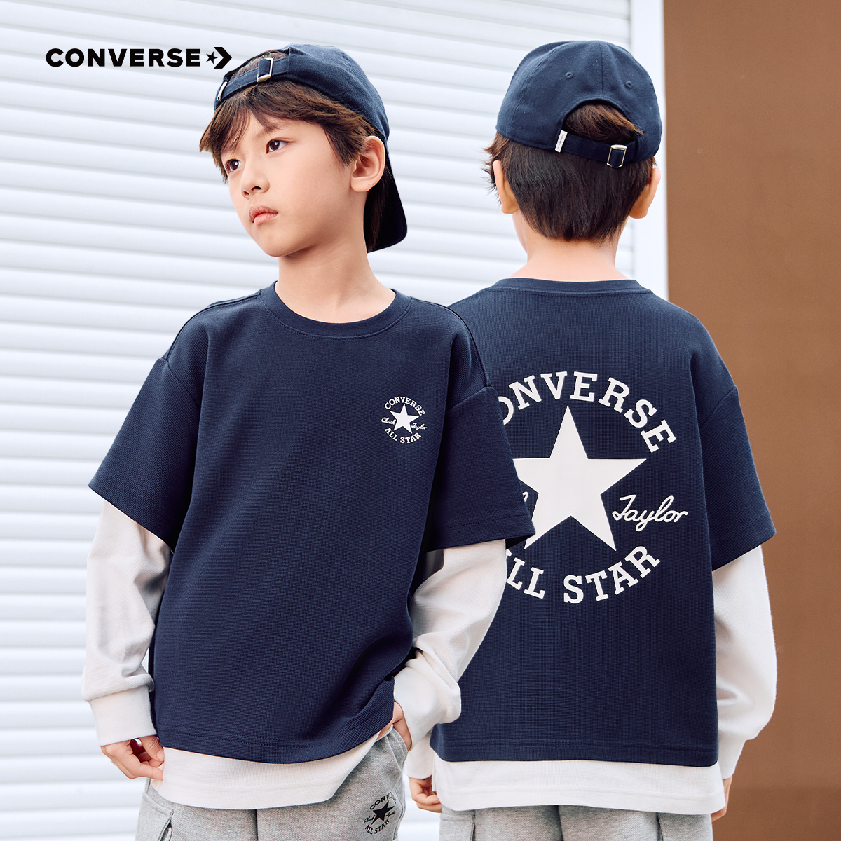 匡威儿童长袖T恤假两件新品