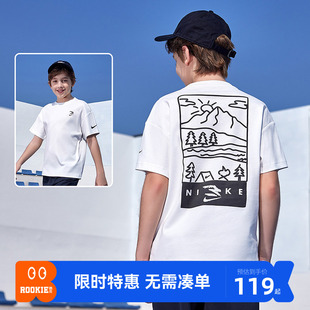 Nike 3brand童装男童短袖2026夏季T恤纯棉大童儿童运动上衣半袖潮