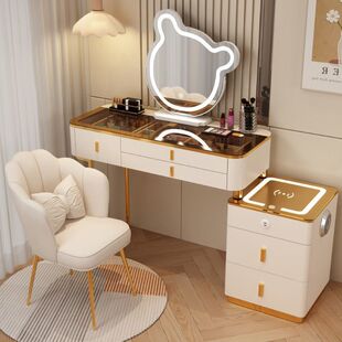 智能梳妆台无线充电轻奢北欧卧室化妆台现代简约多功能实木化妆桌
