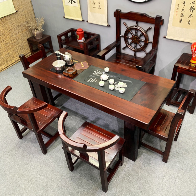 老船木茶桌椅组合实木茶几茶具套装一体阳台家用小户型功夫泡茶台