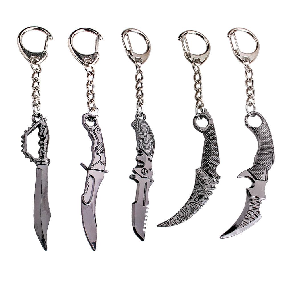 新款cs游戏周边爪子刀钥匙链锌合金火焰刀金属钥匙扣书包6cm挂件