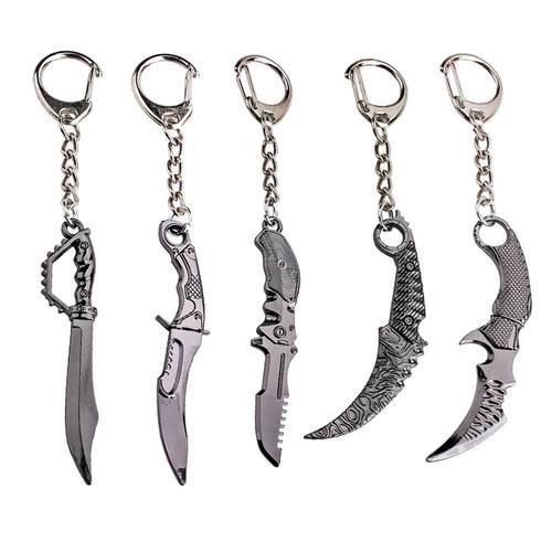 新款cs游戏周边爪子刀钥匙链锌合金火焰刀金属钥匙扣书包6cm挂件