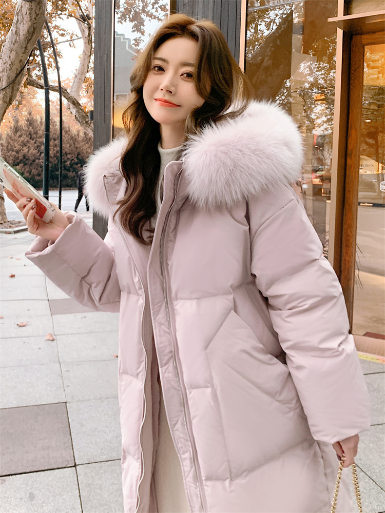 羽绒服新国标90绒长款大毛领外套