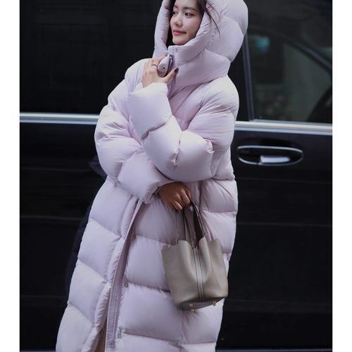 极寒鹅绒服2025新款340g高充绒量加厚95白鹅绒连帽长款羽绒服女冬