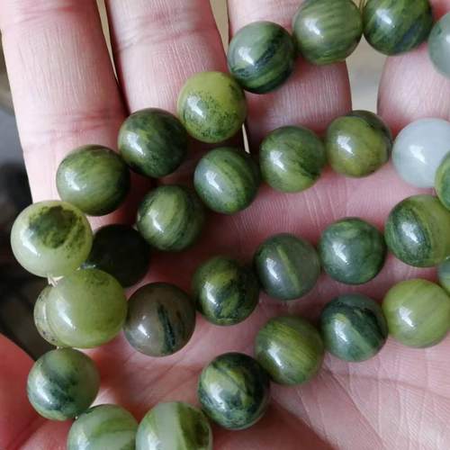 金丝玉手串女款玉石珠子手链单圈手饰送女友礼物金丝玉圆珠纯天然