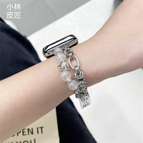 新款小香风水晶珍珠链苹果表带