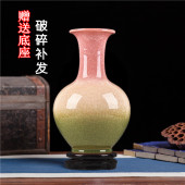 景德镇陶瓷器 饰酒柜摆件工艺品 窑变三色釉花瓶客厅博古架家居装