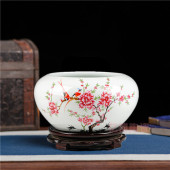 家居摆件 现代时尚 景德镇陶瓷器 金鱼乌龟缸水浅荷花水仙盆栽笔洗